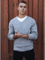 Pánský světle šedý svetr s výstřihem Dstreet model 21979350 - FashionStreet