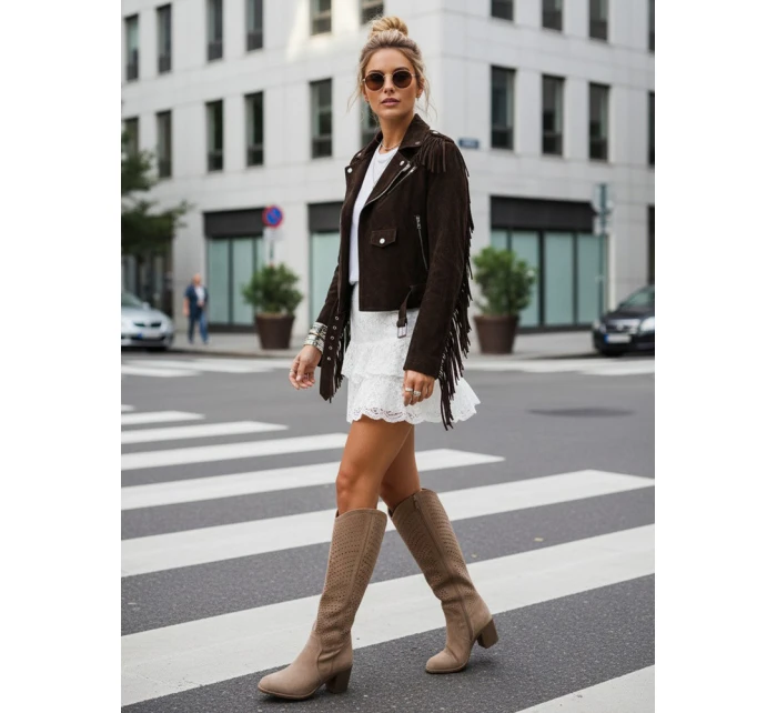 Dámská semišová bunda s třásněmi FashionStreet TY5573