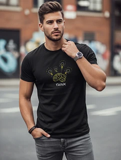 Pánské bavlněné tričko s kreativním potiskem černé FashionStreet NX0149R