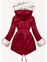 Tmavě červená bunda parka s kožešinovou odepínací podšívkou model 21472305 - J.STYLE