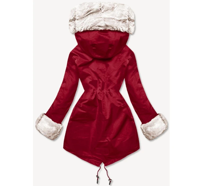 Tmavě červená bunda parka s kožešinovou odepínací podšívkou model 21472305 - J.STYLE