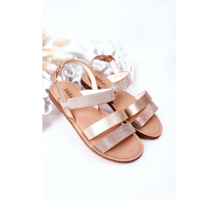 Dětské Lesklé Sandály Růžové Zlato Natalie Dětské Lesklé Sandály Růžové Zlato Natalie