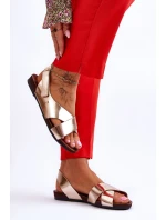 kožené sandály na suchý zip Zlaté Addison