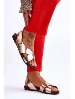 kožené sandály na suchý zip Zlaté Addison