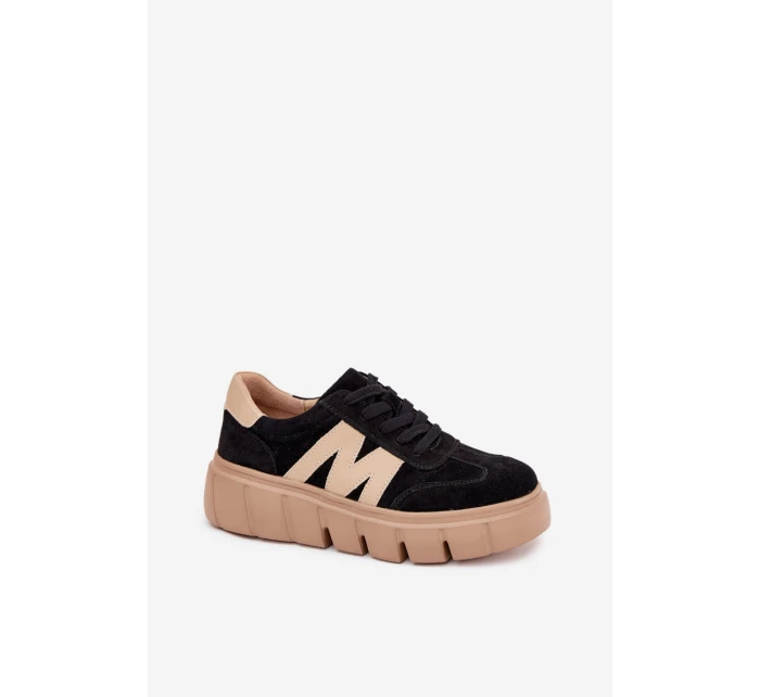 Dámské semišové sneakersy na platformě model 21704987 černé - VINCEZA Dámské semišové sneakersy na platformě model 21704987 černé - VINCEZA