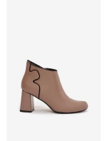 Kožené zateplené kotníkové boty na jehlový podpatek Béžové Ivessara Kožené zateplené kotníkové boty na jehlový podpatek Béžové Ivessara