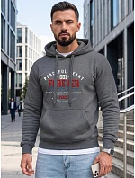Pánská mikina s kapucí a kapsou na hrudi s potiskem, tmavě šedá, FashionStreet NX5150BX Pánská mikina s kapucí a kapsou na hrudi s potiskem, tmavě šedá, FashionStreet NX5150BX