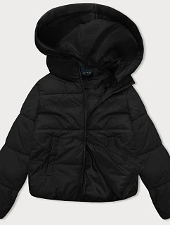 Krótka zimowa kurtka damska z kapturem czarna model 21247640 - J.STYLE