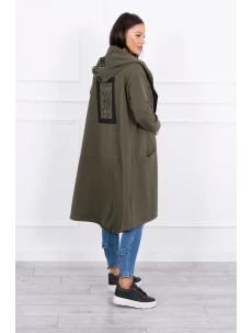 Kaki bunda s kapucí nadměrné velikosti