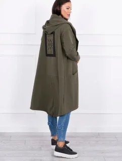 Kaki bunda s kapucí nadměrné velikosti