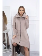 Zateplené šaty s delšími boky tmavě béžové Zateplené šaty s delšími boky tmavě béžové
