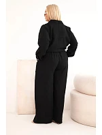 Dámský Plus Size komplet s košilí a širokými kalhotami černý Dámský Plus Size komplet s košilí a širokými kalhotami černý