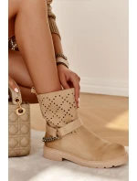 Prolamované Se Zipem S řetízkem béžový model 21592869 - Boto Prolamované Se Zipem S řetízkem béžový model 21592869 - Boto