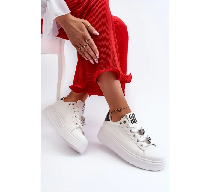 Dámské boty na platformě s ozdobami bílé model 21659166 - Boto Dámské boty na platformě s ozdobami bílé model 21659166 - Boto