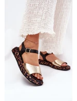 Kožené Elegantní Dámské Sandály model 21691677 Zlaté - S.Barski