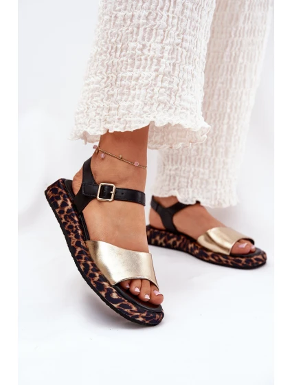 Kožené Elegantní Dámské Sandály model 21691677 Zlaté - S.Barski