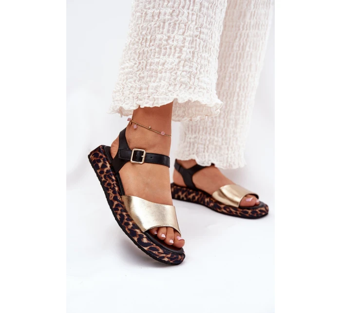 Kožené Elegantní Dámské Sandály model 21691677 Zlaté - S.Barski