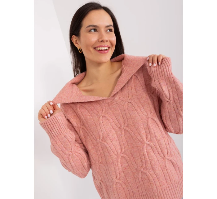 Sweter AT SW ciemny różowy model 19034293 - FPrice Sweter AT SW ciemny różowy model 19034293 - FPrice