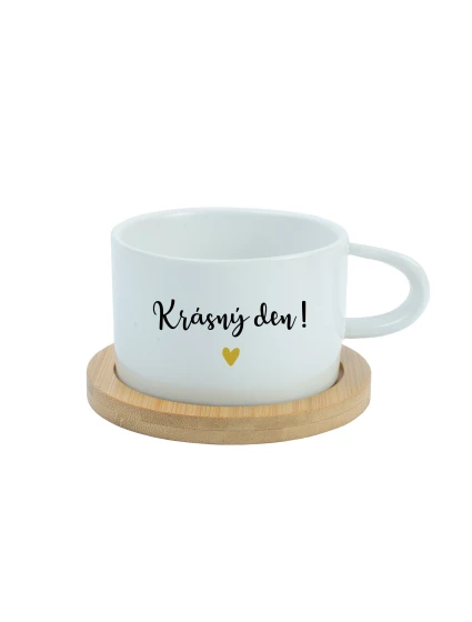 KRÁSNÝ DEN! - bílý hrníček makronka 200 ml KRÁSNÝ DEN! - bílý hrníček makronka 200 ml