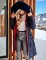 Dámská zimní bunda oboustranná s kapucí tmavě modrá model 21980554 - Dstreet