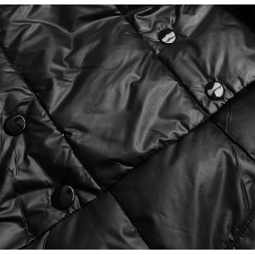 Oboustranná černá dlouhá bunda s kapucí (P22-6638-1)