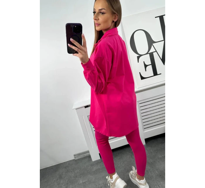 3dílný set halenka, top a legíny fuchsiová