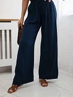 Mušelínové kalhoty se širokou nohavicí námořnická modř