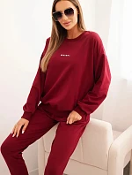 Dámský bavlněný komplet s potiskem Minimal bordový