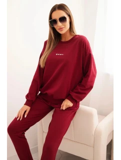 Dámský bavlněný komplet s potiskem Minimal bordový