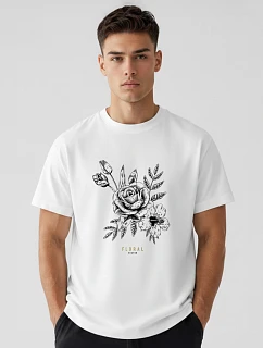 Tshirt męski oversize z nadrukiem bawełniany biały model 22214374 - FashionStreet