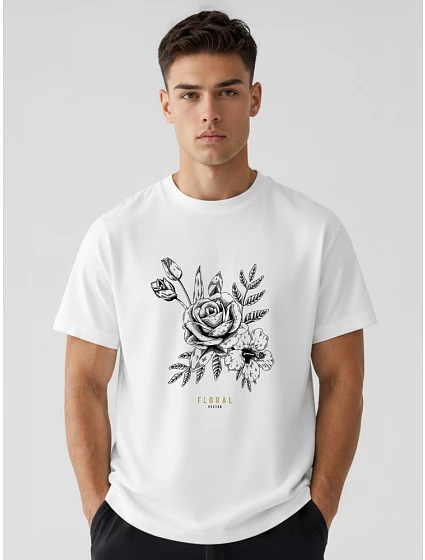 Tshirt męski oversize z nadrukiem bawełniany biały model 22214374 - FashionStreet Tshirt męski oversize z nadrukiem bawełniany biały model 22214374 - FashionStreet