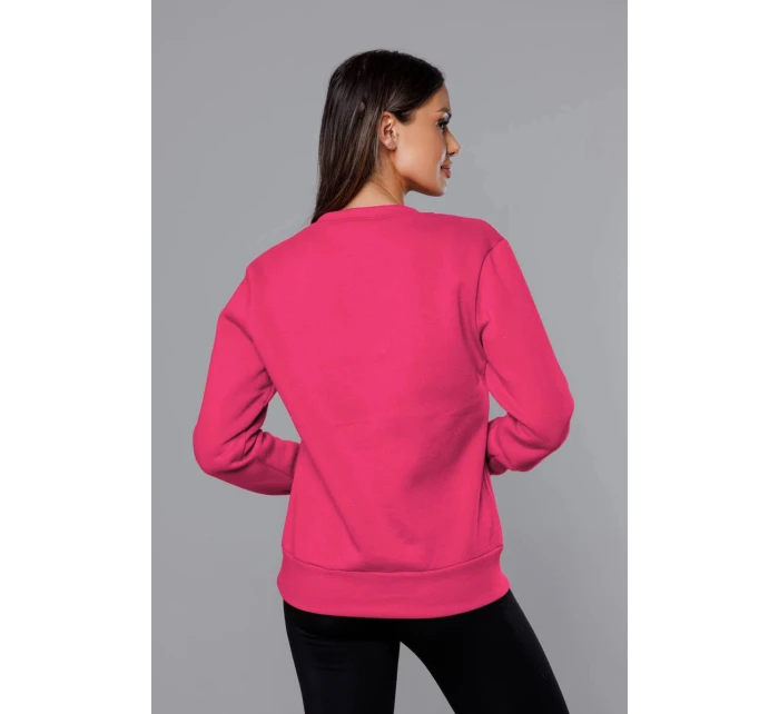 Růžová dámská tepláková mikina se stahovacími lemy model 21442142 - J.STYLE Růžová dámská tepláková mikina se stahovacími lemy model 21442142 - J.STYLE