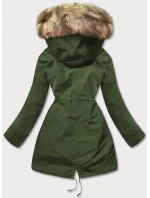 Khaki-ecru teplá dámská zimní bunda (w629) Khaki-ecru teplá dámská zimní bunda (w629)