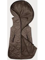 Tmavě béžová dámská vesta s ozdobným prošíváním model 19642623 - S'WEST Tmavě béžová dámská vesta s ozdobným prošíváním model 19642623 - S'WEST