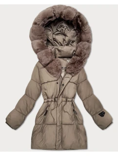 Světle hnědá dámská zimní bunda s kapucí S'West (B8550-48)