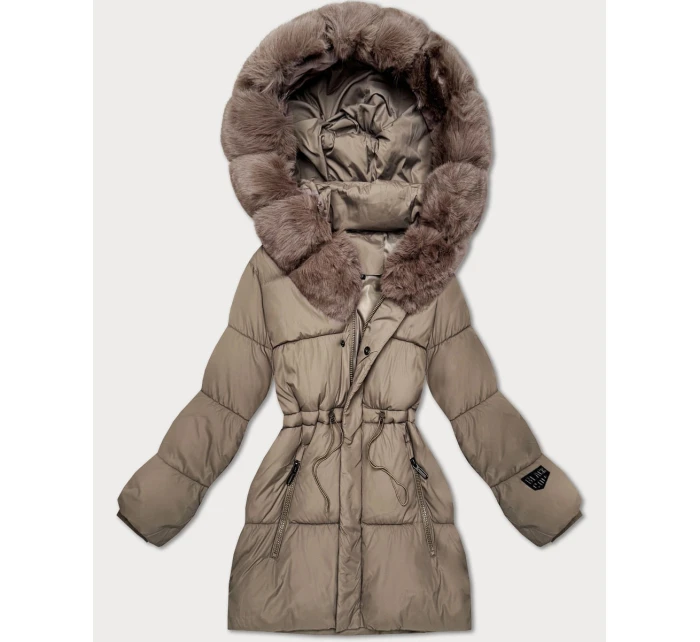 Světle hnědá dámská zimní bunda s kapucí S'West (B8550-48) Světle hnědá dámská zimní bunda s kapucí S'West (B8550-48)