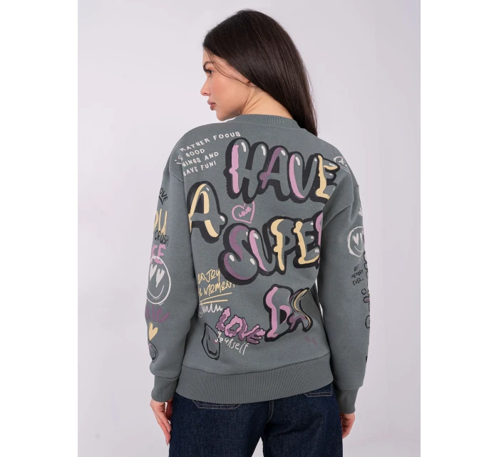 Mikina D10608BC02804A khaki barva Mikina D10608BC02804A khaki barva