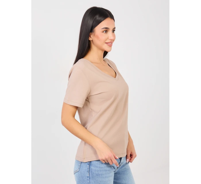 T shirt RV TS model 21888893 ciemny bezowy - FPrice T shirt RV TS model 21888893 ciemny bezowy - FPrice