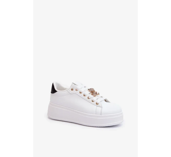 Dámské tenisky na platformě s medvídkem, bílá Moanda Dámské tenisky na platformě s medvídkem, bílá Moanda