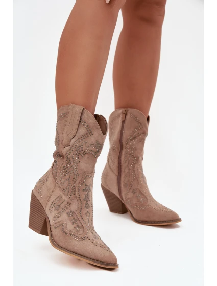 Dámské kovbojské kotníkové boty se zdobením Arlissima – béžové Dámské kovbojské kotníkové boty se zdobením Arlissima – béžové