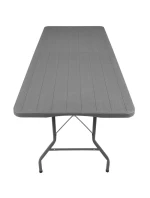 DŘEVĚNÝ STŮL SKLÁDACÍ V KUFŘÍKU 180x74CM MAX.100KG DŘEVĚNÁ DESKA TEMNĚ ŠEDÁ