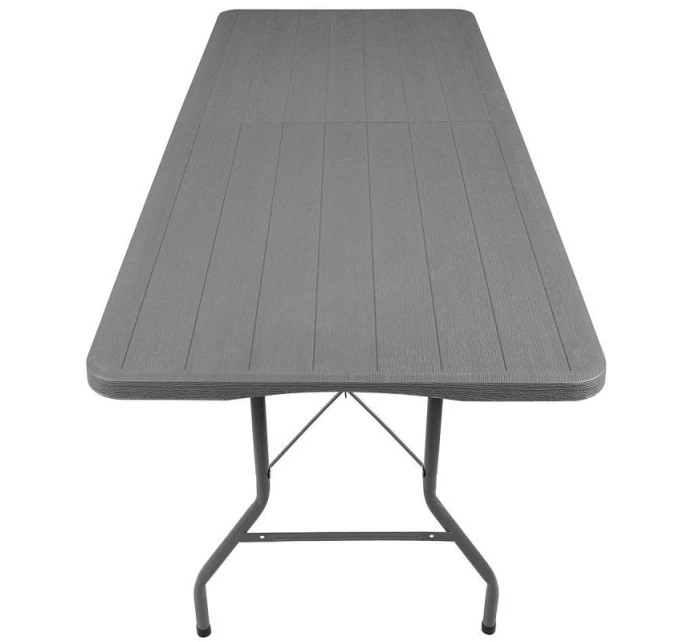 DŘEVĚNÝ STŮL SKLÁDACÍ V KUFŘÍKU 180x74CM MAX.100KG DŘEVĚNÁ DESKA TEMNĚ ŠEDÁ