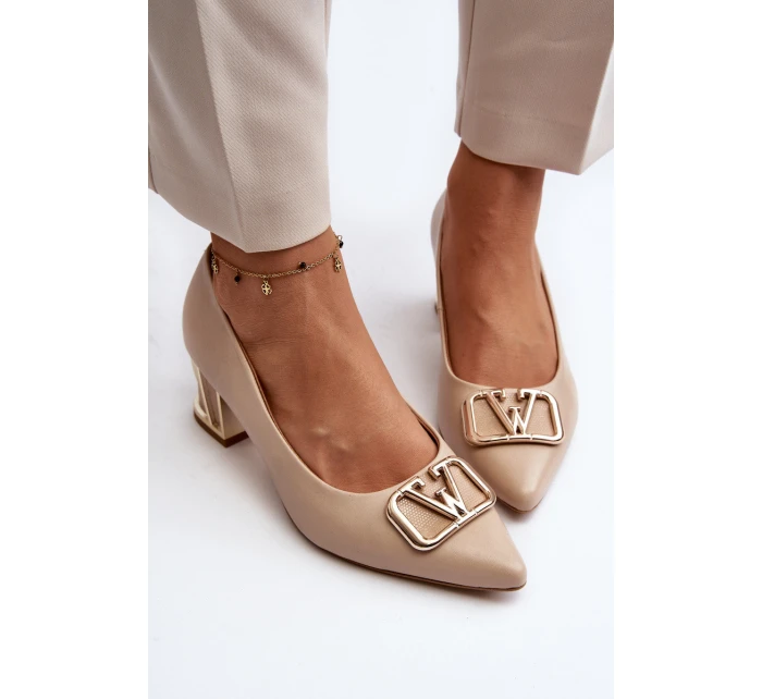 Elegantní lodičky s ozdobou Laura Messi 2740 Beige