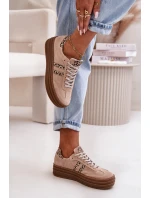 model 21669356 Dámské Semišové Sneakersy Na Platformě Leopardí Růžové - Zazoo