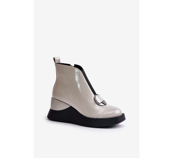 Boty Na Klínu Zateplené D&A Světle šedé model 21671894 - S.Barski Boty Na Klínu Zateplené D&A Světle šedé model 21671894 - S.Barski