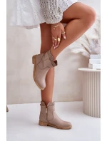 Nízké Dámské Boty Na Ploché Podpatky Kožené Lewski model 21672560 Béžové - Boto