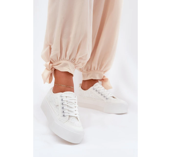 Dámské Krajkové Tenisky Big Star RR274747 Bílé