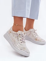 Semišové perforované dámské polobotky Vinceza 79603 šedé