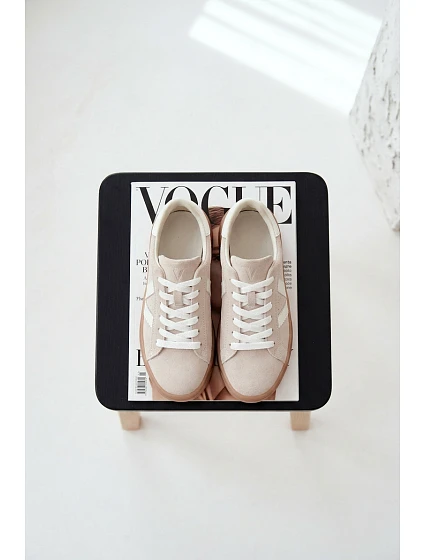 Dámské tenisky z přírodního semiše na platformě Vinceza Béžové