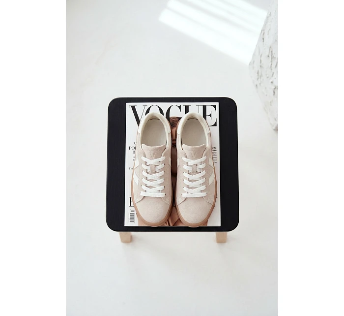 Dámské tenisky z přírodního semiše na platformě Vinceza Béžové